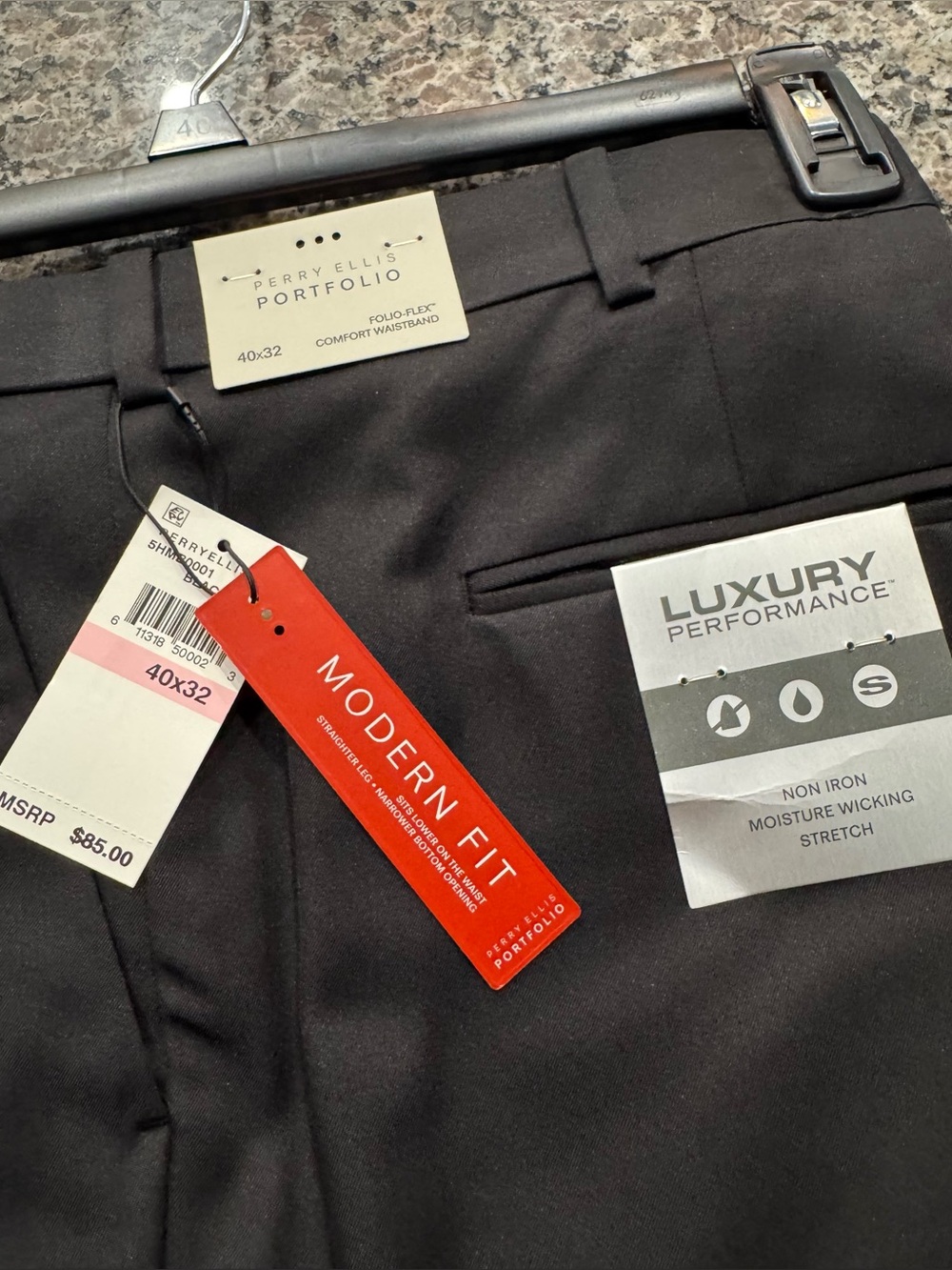 Perry Ellis Portfolio Modern Fit Dress Pant - Black